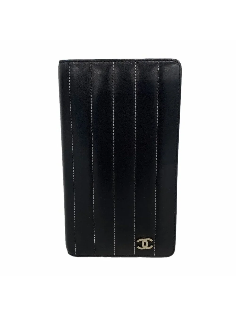 Chanel Wallet Mademoiselle Lambskin Black Silver